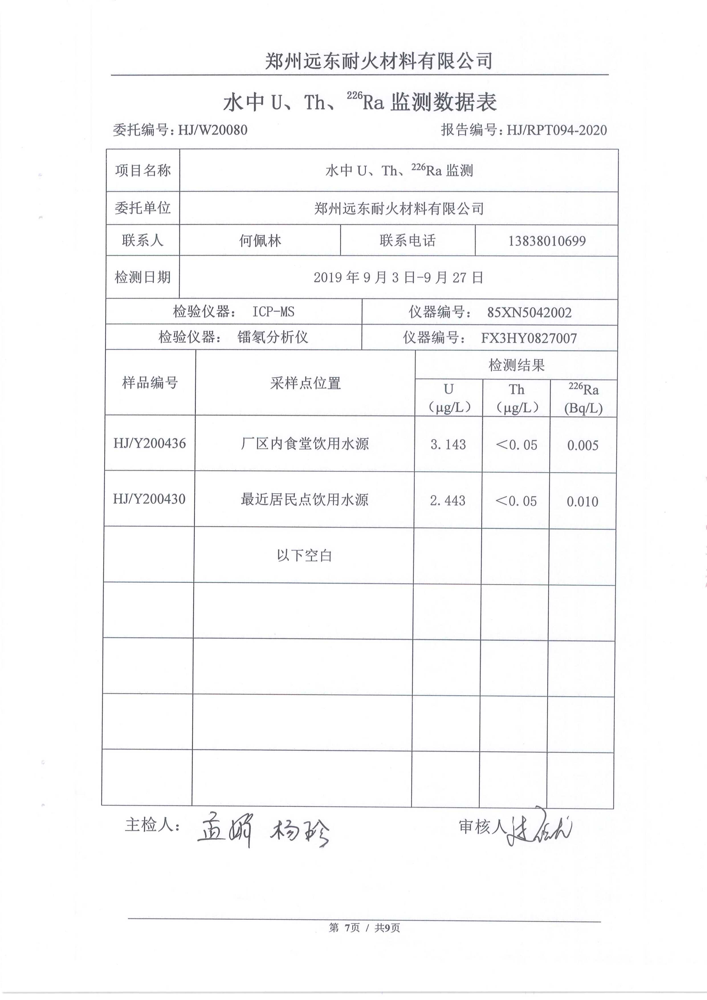 2020年環(huán)境輻射檢測報告
